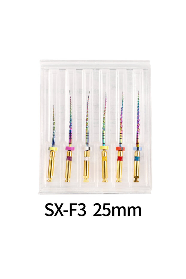 25mm assorted 6pcs/Box Rainbow Series SX-F3 Gold Files Heat Activated NiTi Canal Root Files Can Bend