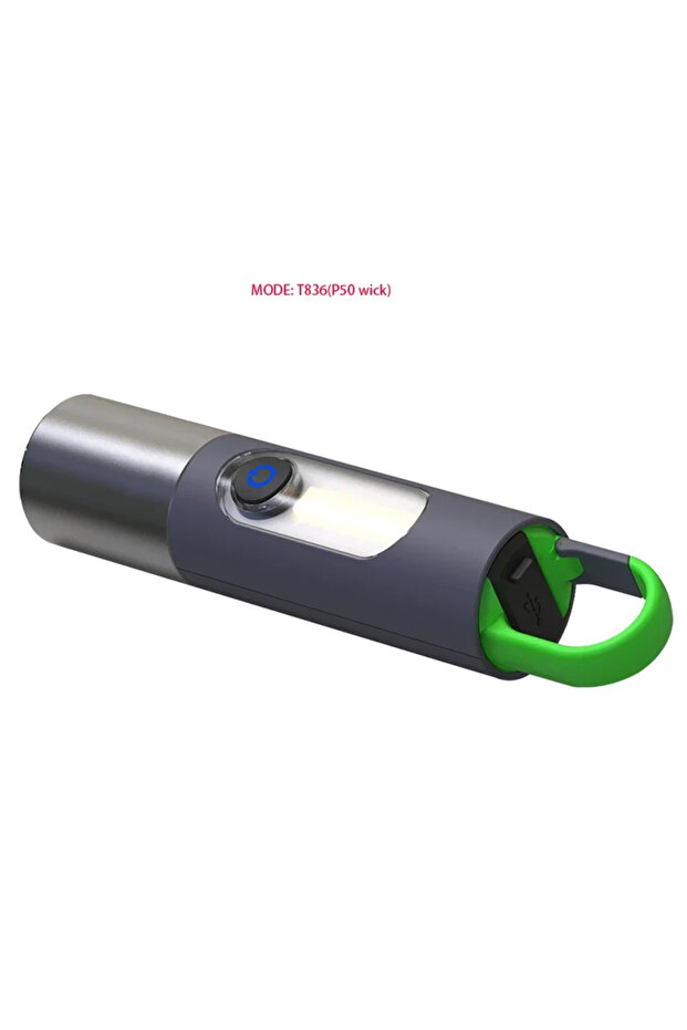 مصباح يدوي LED قوي التكبير P50/مصباح يدوي ليزر أبيض T836(P50 Wick) مزود بمنفذ USB قابل لإعادة الشحن