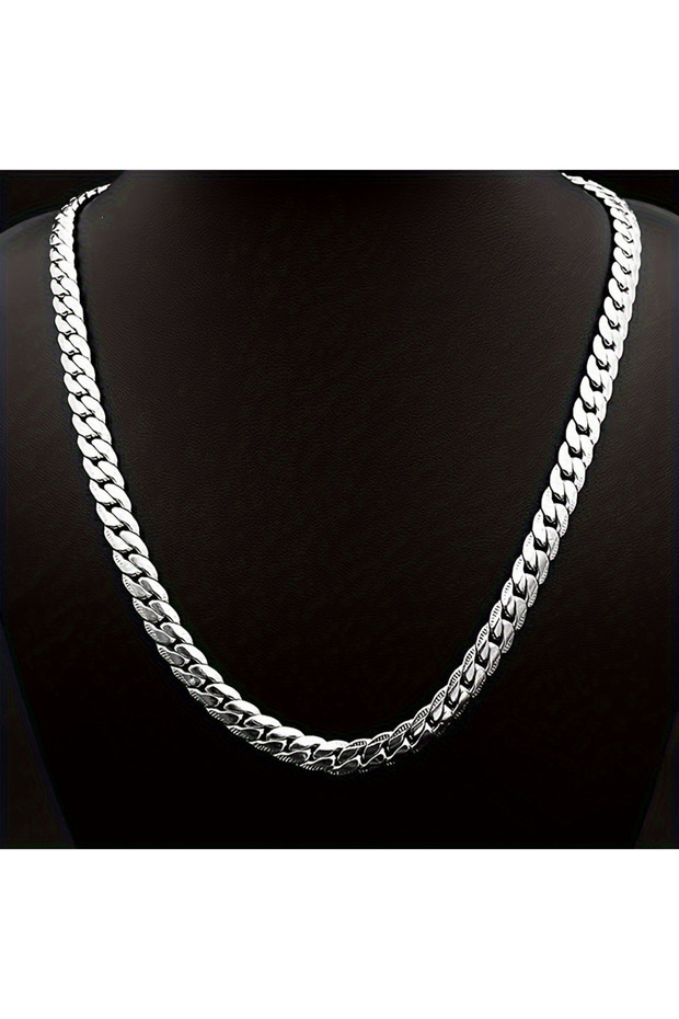 40cm Silver 925 Sterling Silver 6mm Side Chain Necklace, 16/18/20/22/24 Inch, Stylish Wedding/Engage
