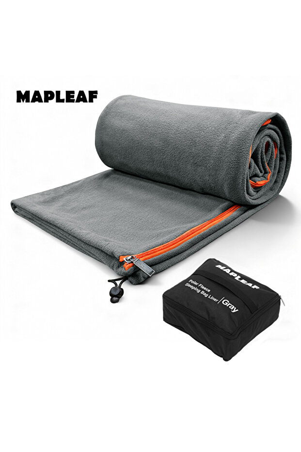 كيس نوم خفيف الوزن من MAPLEAF باللون الرمادي مقاس 185×80 سم، 3 في 1 مع بطانة من الصوف، بطانية دافئة للشتاء صديقة للبشرة