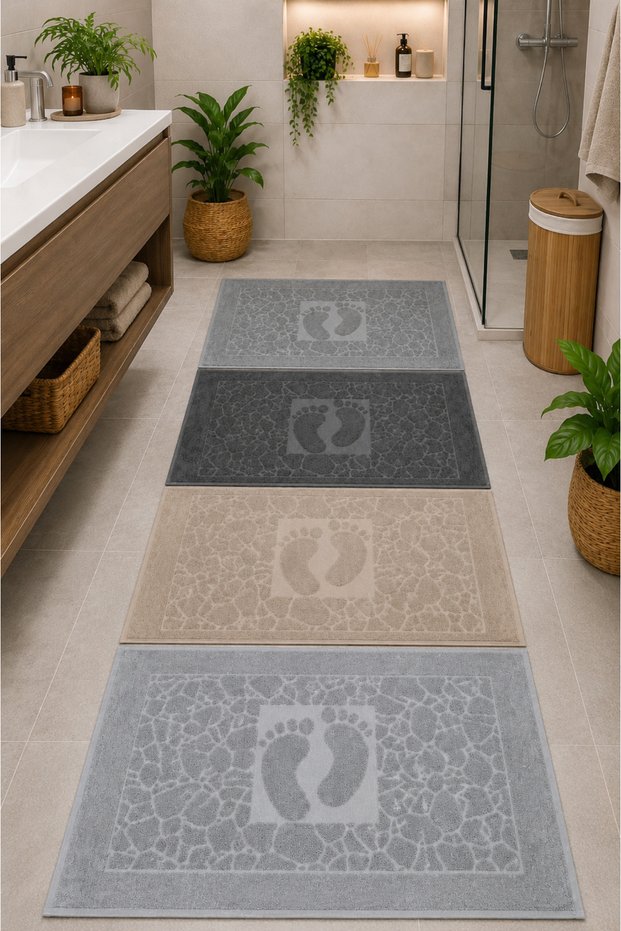 4-Piece Foot Towel-Foot Mat 50*70 cm 4 Pieces - Bathroom - Guest - Dowry 100% Cotton