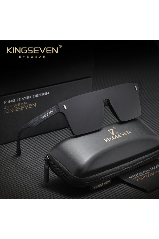 Limited Gray KINGSEVEN New Fashion Sunglasses Men Women Anti-Glare Rimeless Square Large Frame Polar
