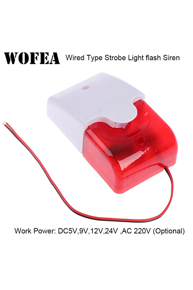 AC 220V 120 DB Flash LED Strobe Light Wired Siren 12V/ 5V /24V /220V Work For Wifi GSM PSTN Home Sec