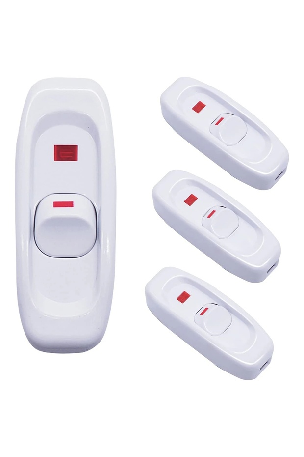 مفتاح تشغيل/إيقاف سلكي أبيض، 4 قطع، 10 أمبير، 12 فولت، مزود بإضاءة LED