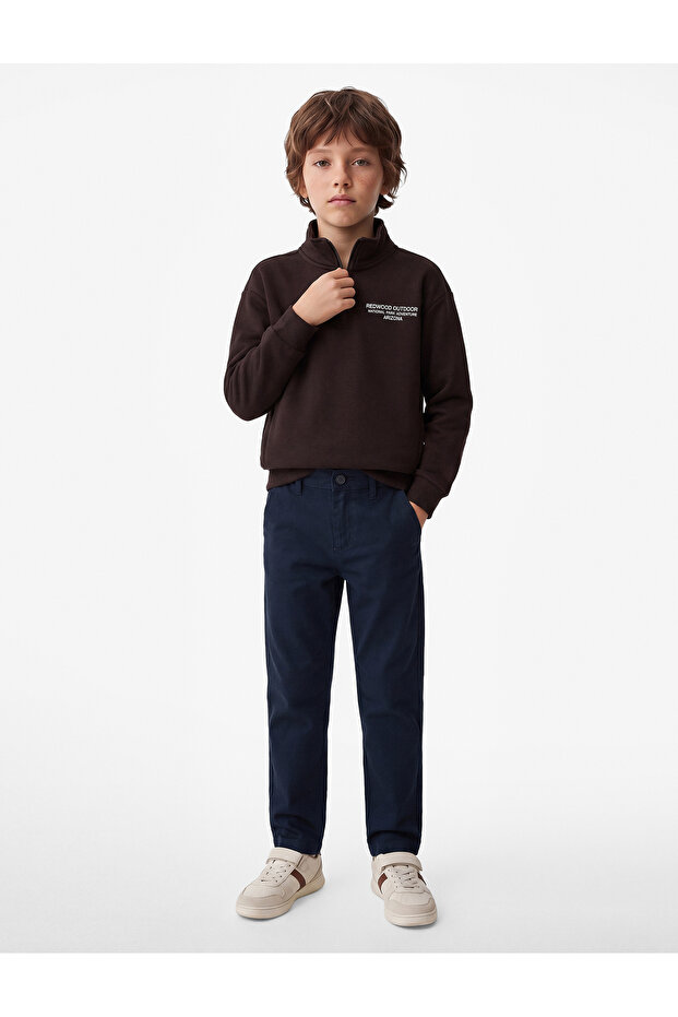 Buttoned Cotton Gabardine Chino Trousers
