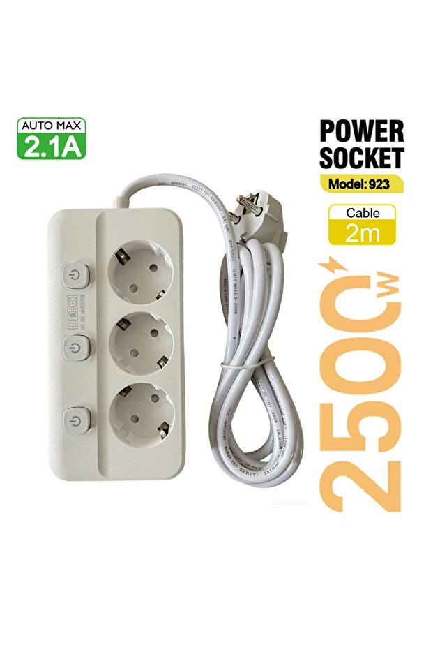 EU Plug 923 White Power Strip EU Plug AC Outlets Multitap Socket Extension Cord Electrical With USB