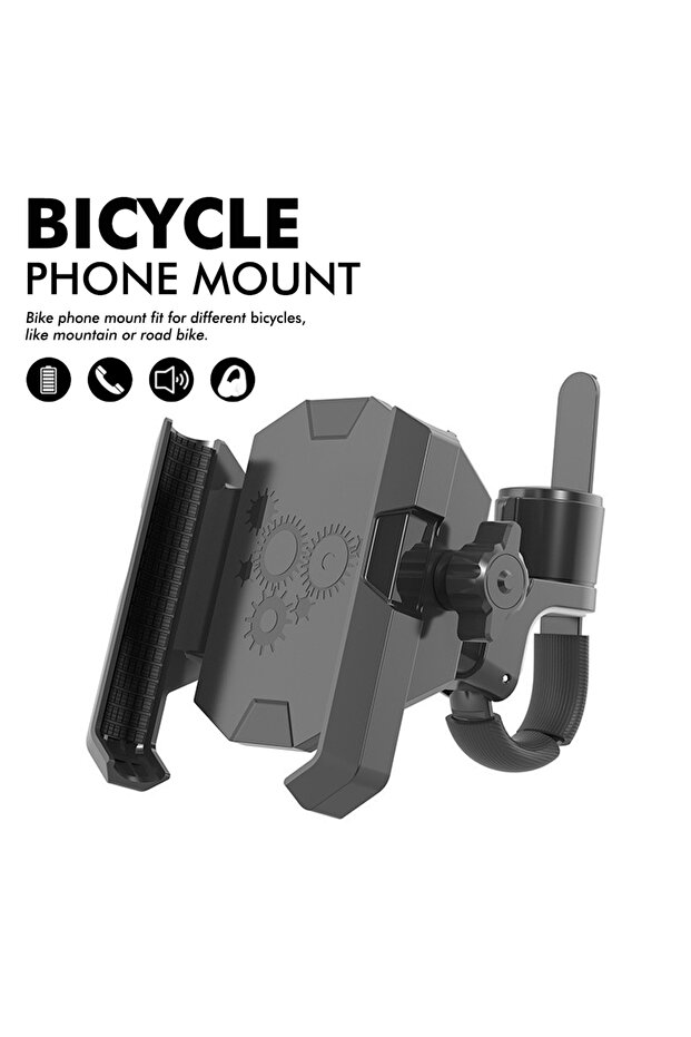 black 360° Rotation Bike Phone Mount, Universal One Hand Quick Release Cell Phone Clamp for Bicycle,