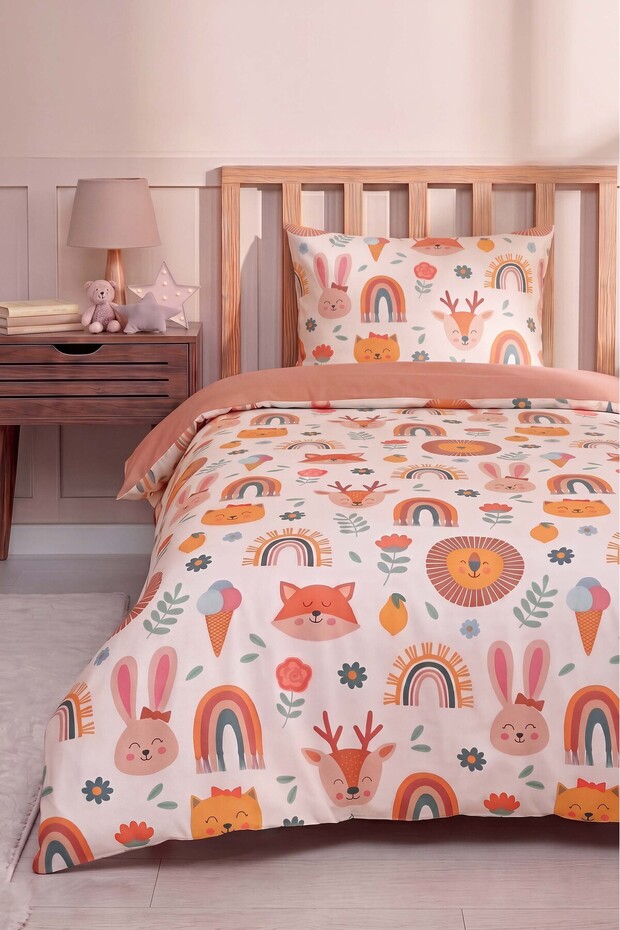 Rainbow & Animals Cotton Kids' Duvet Cover Set