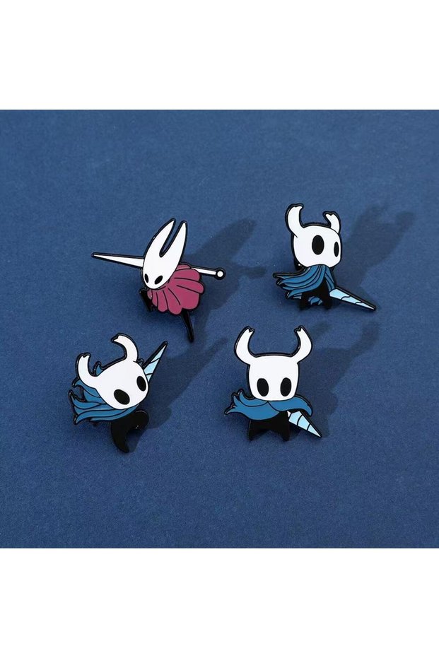 XS3-1 4PCS Hollow Knight Enamel Pins - Metal Badges for Bag & Jacket, Video Game Gifts for Fans