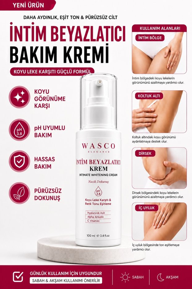 Intim Whitening Cream 100 ml | Underarm, Bikini Area and Knee-Elbrow Care Cream | Alpha Arbutin & Vitamin C