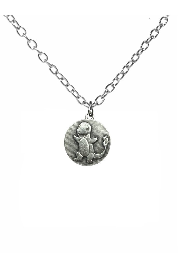 Pokemon Locket Necklace with Charmander Figure 60 cm Chain | Dinosaur Themed Unisex Jewelry
