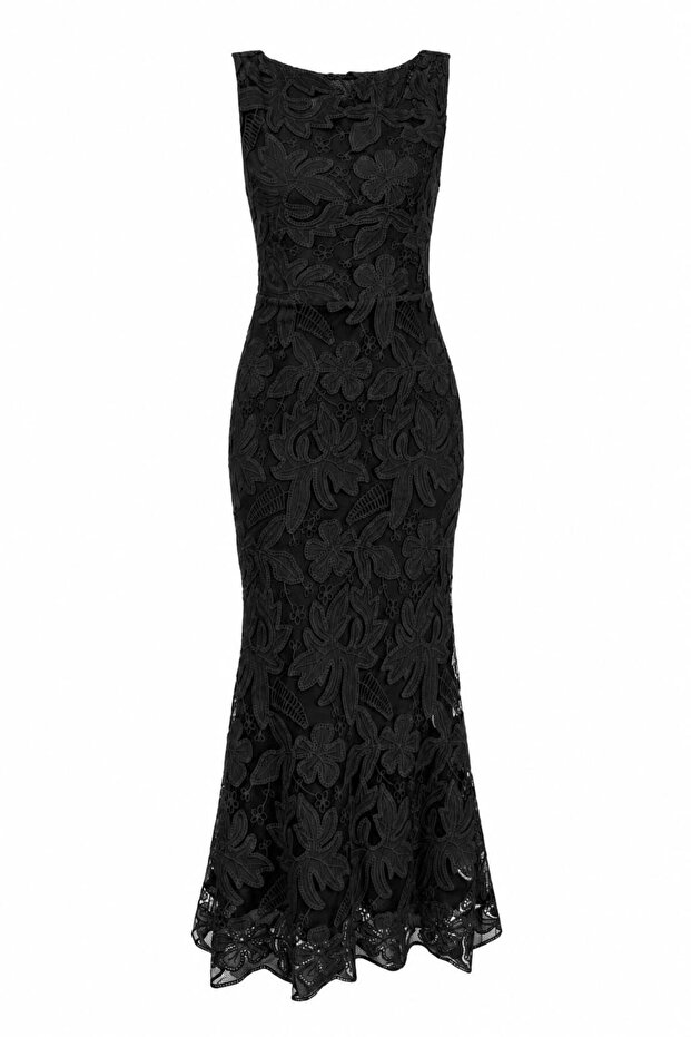 Black Dress with Floral Lace