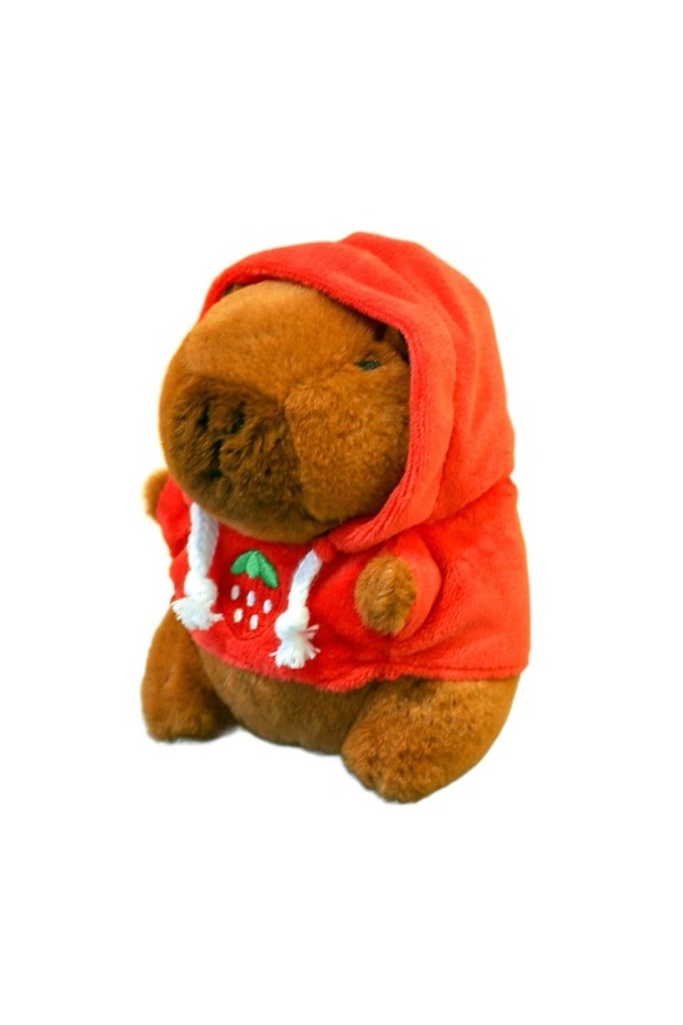 Red-Hoodie Cute Small Size Capybara Plush Toy With Wings Hoodie Simulation Capybara Doll Fluffty Toy