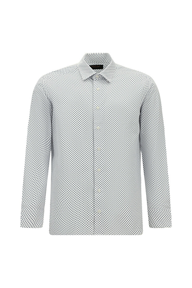 Long Sleeve Slim Fit Slim Fit Printed Cotton Shirt