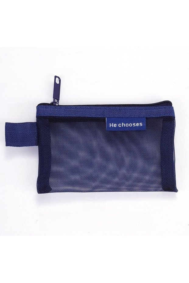 Blue 1/5Pcs Minimalist Nylon Mesh Small Item Storage Bag Portable Travel Pouch Solid Color Hand Wash