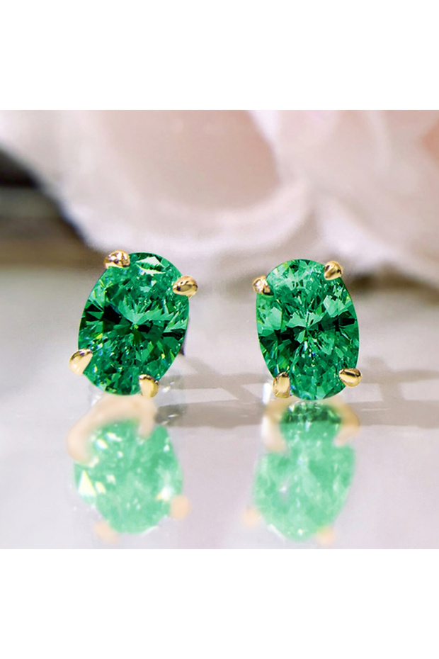 E6077 Huitan Simple Stud Earrings with Oval CZ for Lady Daily Wear Ear Accessories Teens Low-key Wom