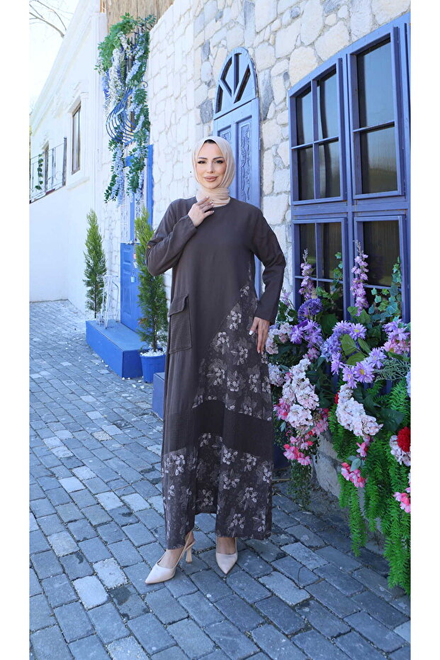 Pocketed Mesh Cotton Linen Dress