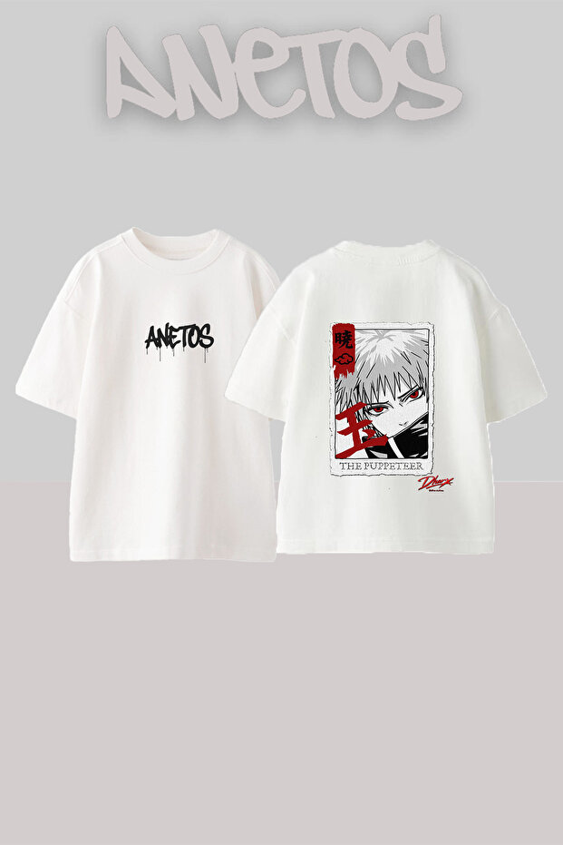 Sasori Art Design Back Printed Cotton White Oversize T-Shirt
