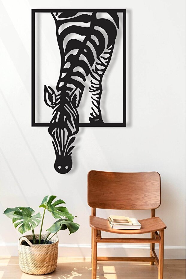لوحة جدارية ديكورية بشكل حمار وحشي (Zebra) – تصميم فني عصري أكريليك أسود