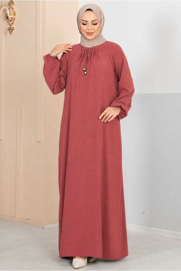 Women's Drawstring Collar Ayrobin Dress -0350