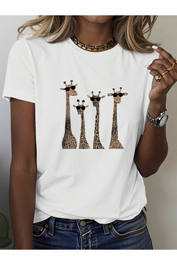 Unisex Men/Women Giraffes Custom Printed Oversize Cotton T-Shirt
