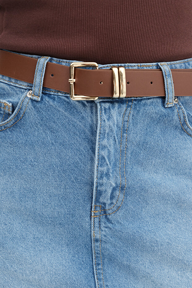 Fustă mini din denim cu curea E251131 - 3