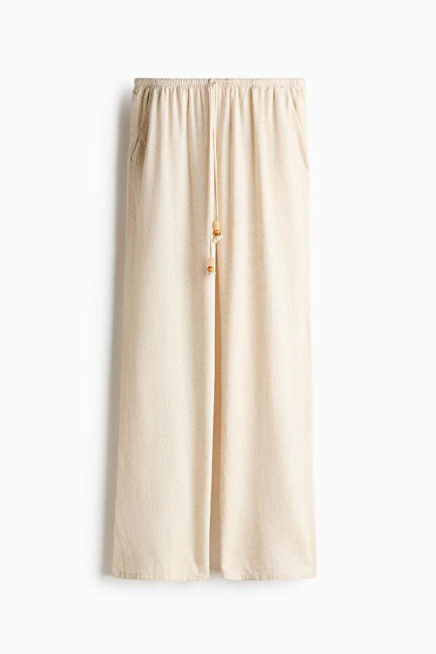 Linen-blend drawstring trousers - 4