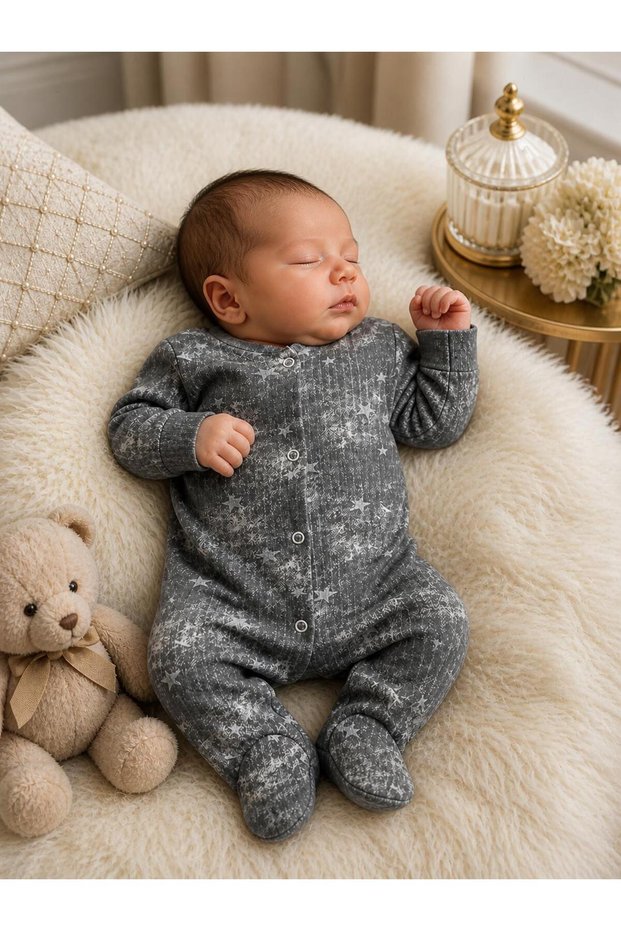Newborn Baby Cotton Booties with Snap Closure Baby Jumpsuit 3-6 Months