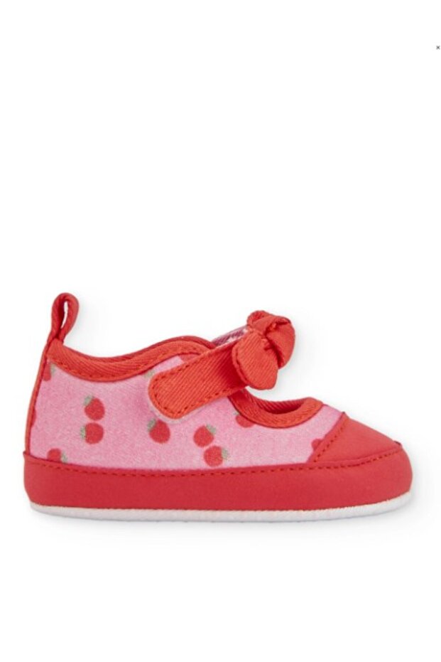 Baby Girl Pink Strawberry Patterned Shoes 9-12 Months Red