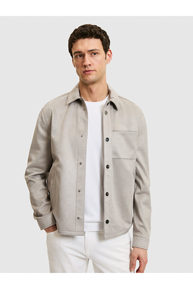 Gray Leather Jacket 50321069-Vr024 - 4
