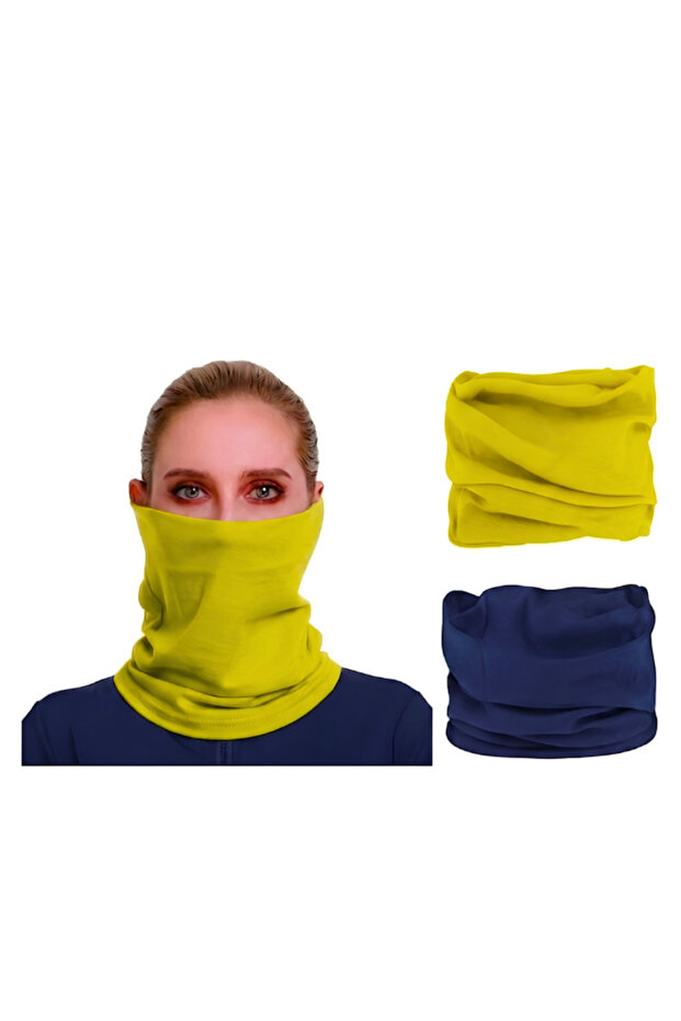 Pack of 2 Yellow Navy Blue Multi-Purpose Fan Bandanas | Flexible, Breathable, Sweat-Free Neck Gaiter & Headband