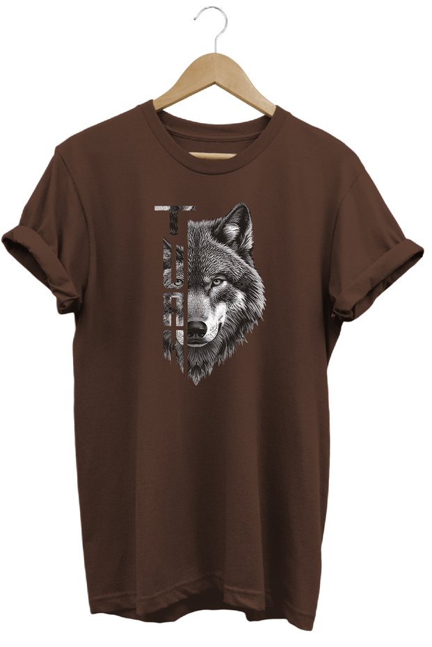 Unisex Black Turan and Wolf Silhouette Printed T-Shirt Relaxed Fit Bozkurt Themed Design T-Shirt