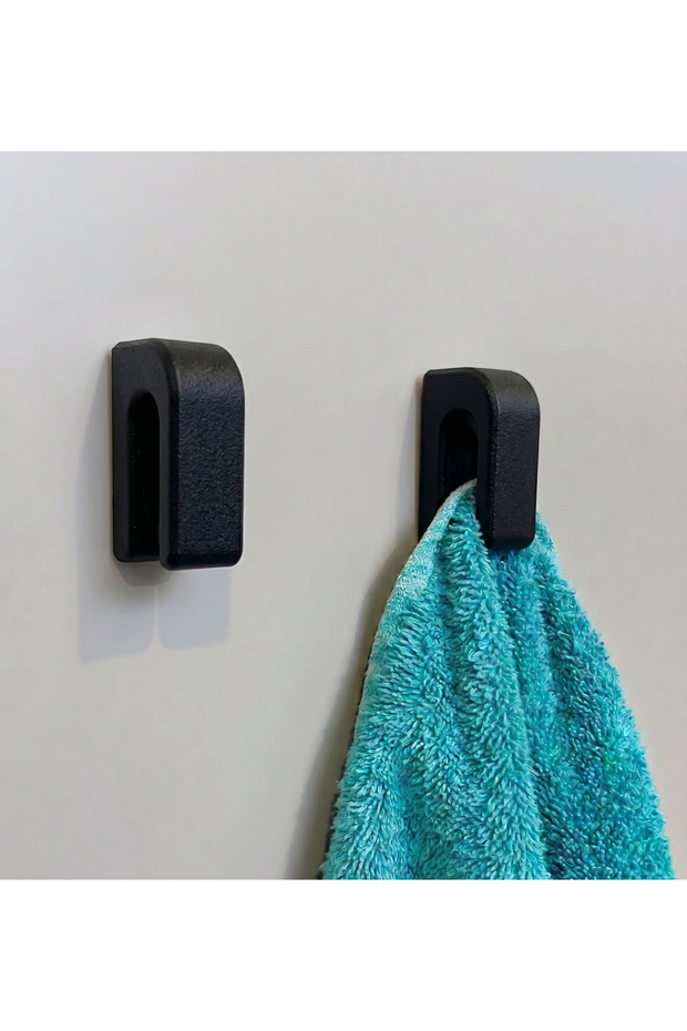2 Pieces Practical Adhesive Towel Holder Compressive Bathroom Kitchen Hanger No-Punching Towel Hanger Set