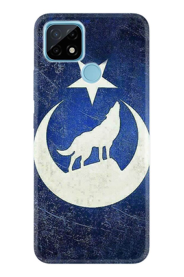 Realme C21 Compatible Case Hd Colorful Printing Shock Absorbing Silicone Case Full Moon Wolf Moon Crescent