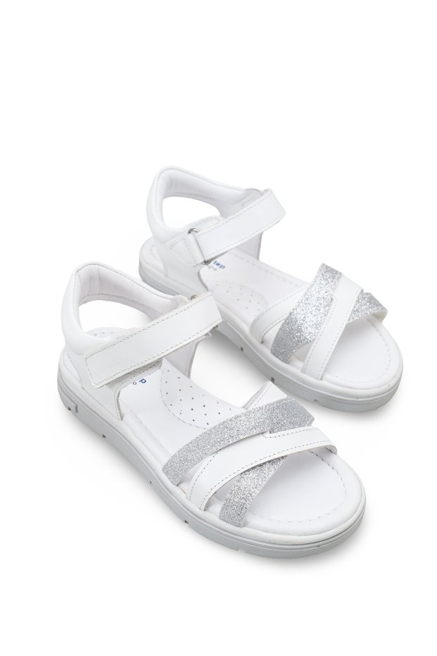 Genuine Leather Glittery Orthopedic Sole Velcro Girls' Sandals