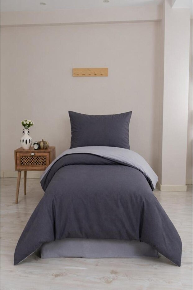 Silente Single Duvet Cover Set Anthracite - Gray