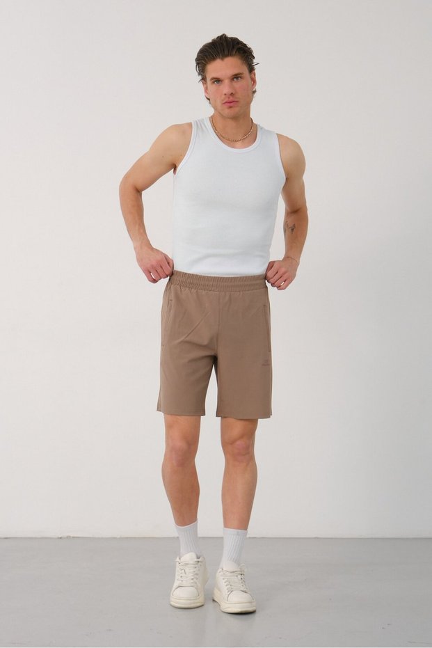 Mink Men's Zippered Three-Pocket Thin Draped Fabric Comfortable Fit Shorts