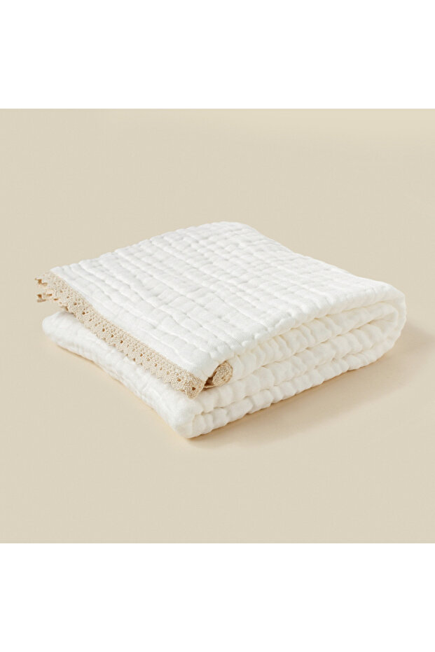 105X105 cm WHITE 6 Layers Bamboo Cotton Baby Receiving Blanket Infant Kids Swaddle Wrap Blanket Slee