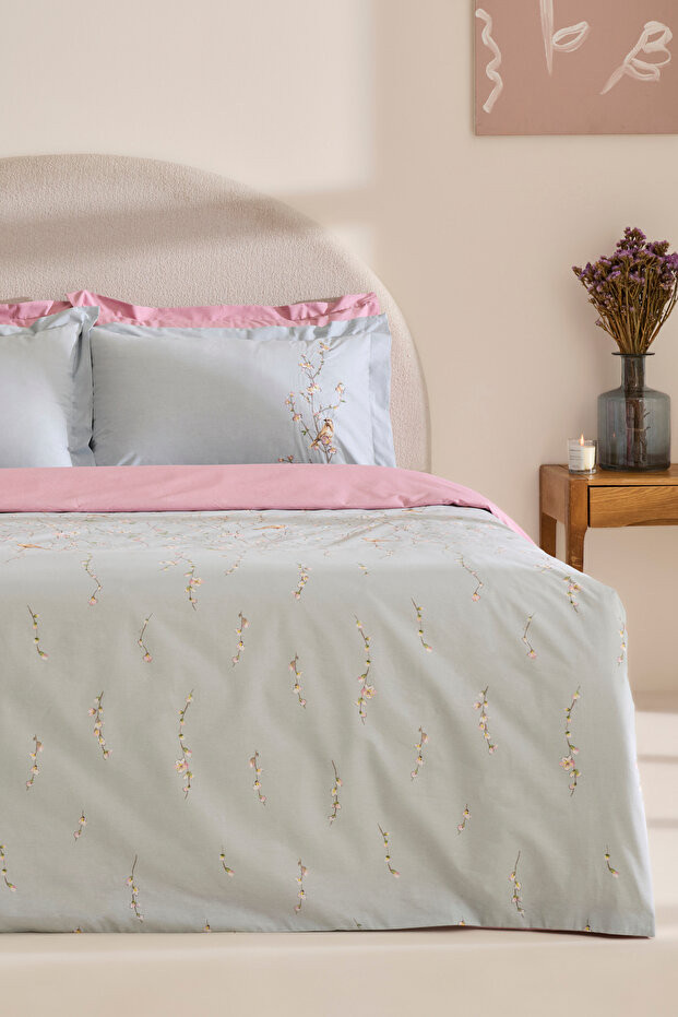 Tarin 100% Cotton Double Duvet Cover Set Mint