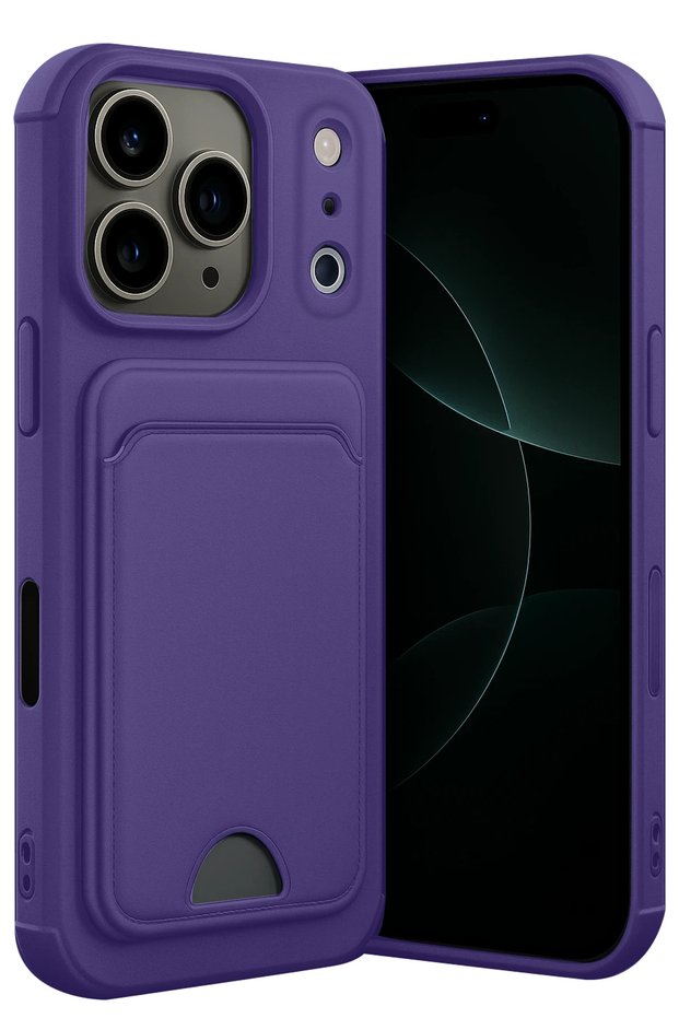 Ilkeshop New iPhone 17 Pro Kelvin Silicone with Business Card Holder - (173404) Deep Purple