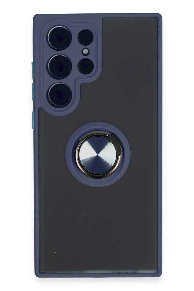 Ilkeshop New Galaxy S23 Ultra Case Montreal Silicone Cover with Ring (140015) - Navy Blue