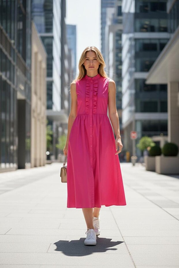 Rochie 100% bumbac Roz - 1