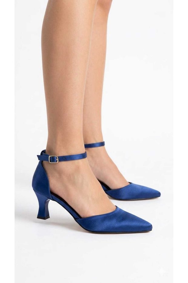 Dx Women's Dark Blue Satin Low-Heeled Shoes