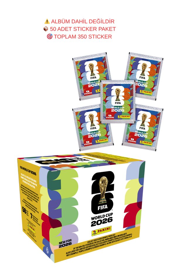 50 Packs (350 Stickers) Fifa World Cup 2026 Panini Sticker Official Collectible Stickers