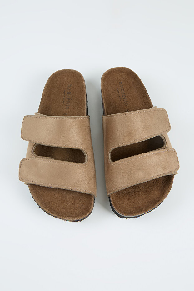 Vega Women's Vegan Leather Double-Strapped Velcro Mink Slippers