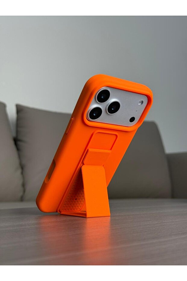 Premium Foldable Kickstand Silicone Case for iPhone 17 Pro - Slim Matte Shockproof Protective Cover