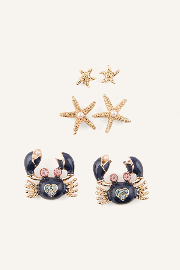 Women's Sea Themed 3-Piece Earring Set H7406Axns
