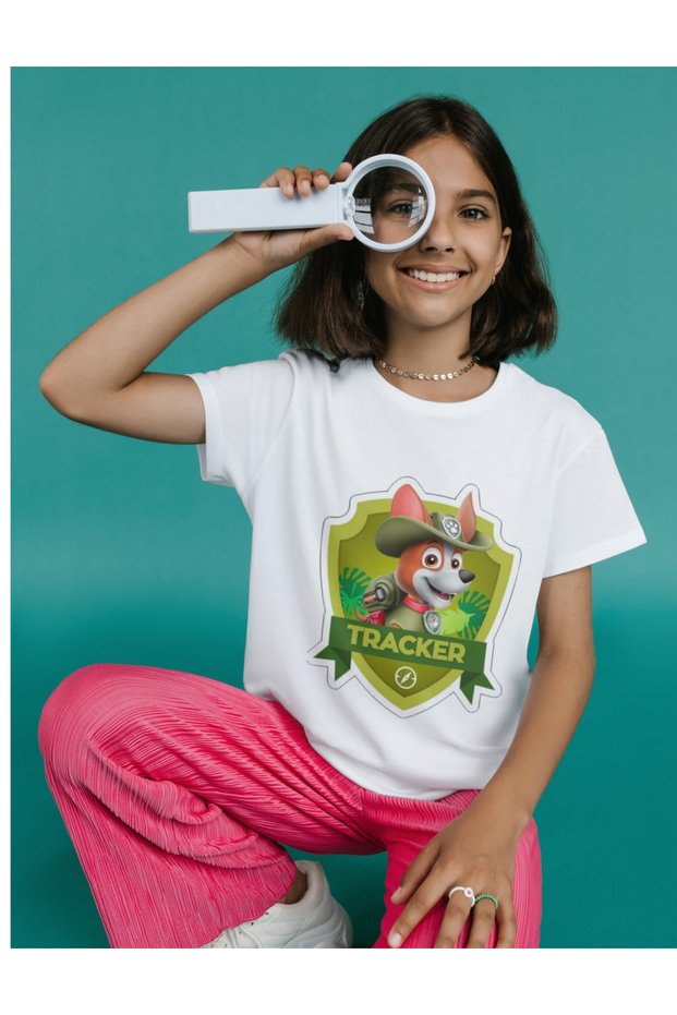 Tracker Paw Patrol Printed Kids/Adults T-Shirt White Short Sleeve