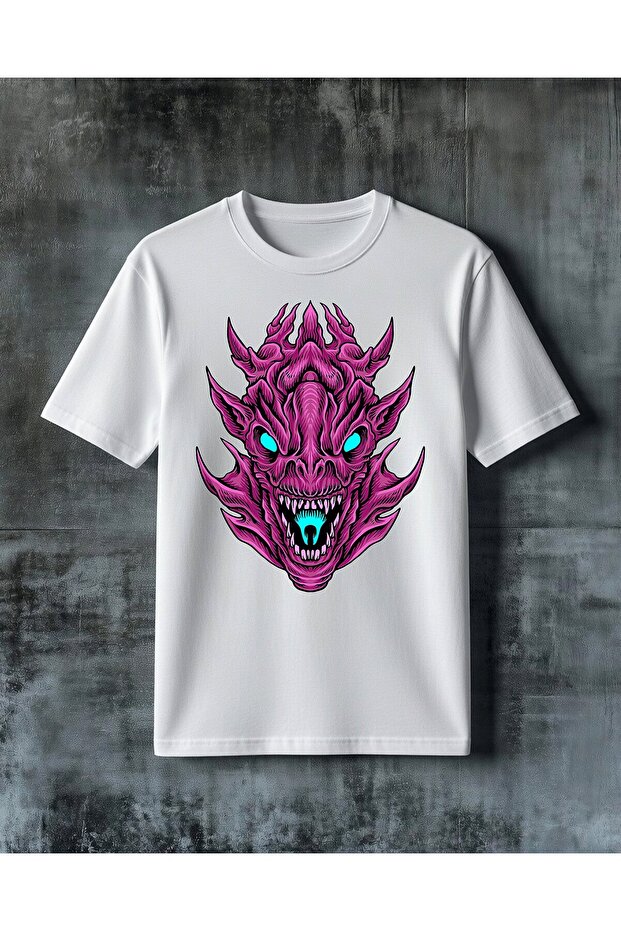Demon Magenta Printed Oversize T-Shirt