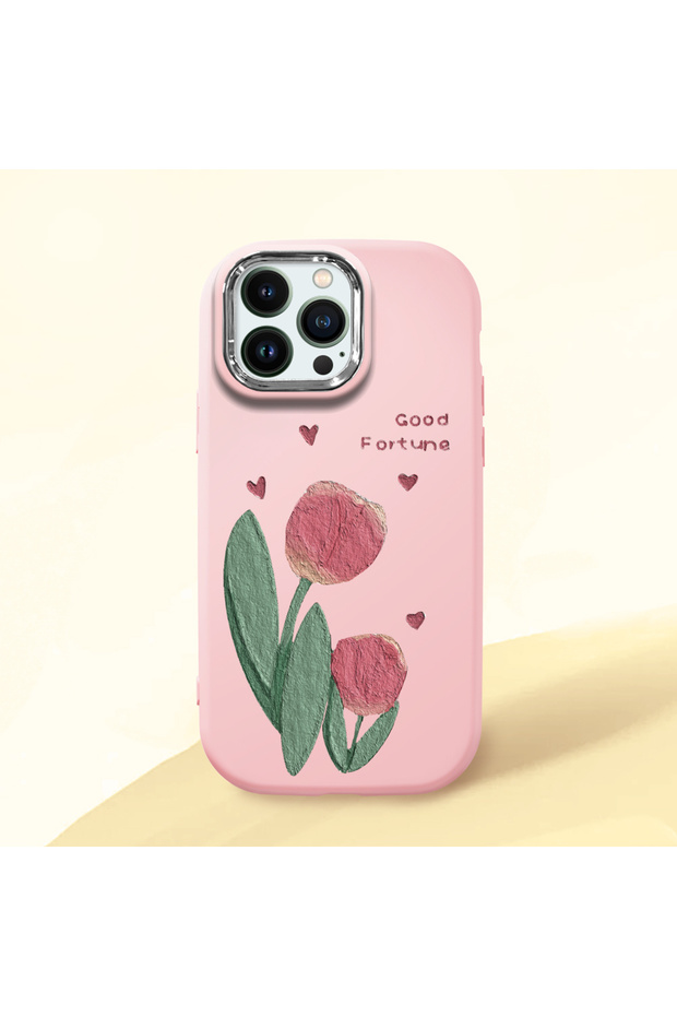 Pink Silicone Case Compatible with iPhone 13 Pro Max with Shock-Absorbing Camera Protections